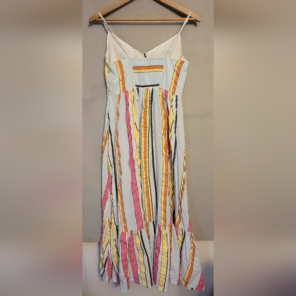 J. Crew Multicolor Seersucker Candy Ribbon Striped Cotton Maxi Sundress. Size 2 - Picture 5 of 7